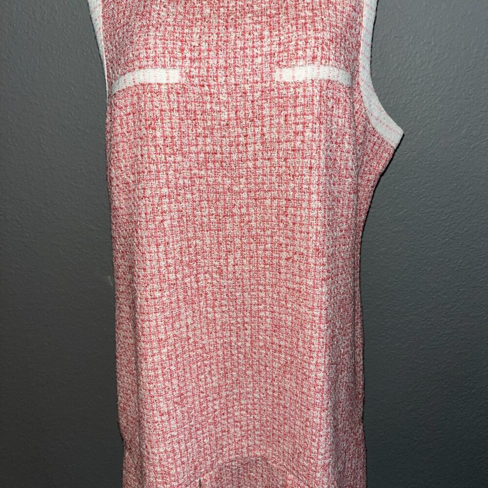ANTHROPOLOGIE MAEVE RED WHITE & PINK BOUCLE TWEED CHANEL STYLE MINI DRESS - XL - Picture 3 of 15